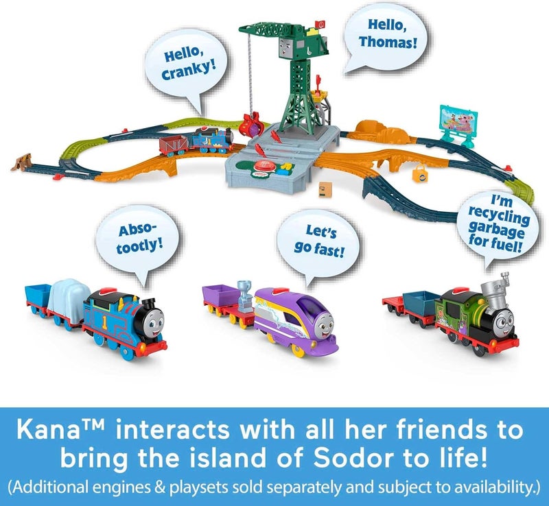 THOMAS & FRIENDS قطار لعبة كهربائي يتحدث مع محرك كينا وأصوات وعبوات شحن للعب التظاهر للأطفال من عمر 3 سنوات فما فوق - Image 2